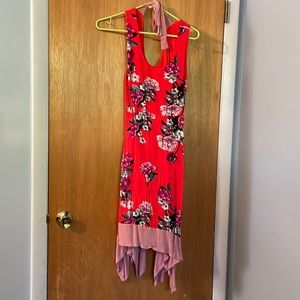 Red floral dress